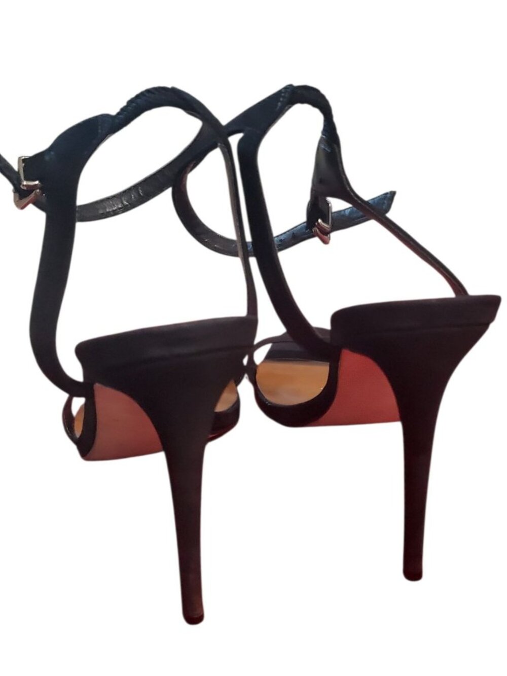 Steve Madden Ankle Strap Stiletto High Heel Suede Sandals Black Size 10M - Picture 4 of 12